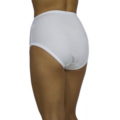 Women's High-Waisted 4/4 Maxi Cotton Briefs with Leg Band- White | Tzitzi Underwear