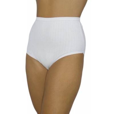 Women's High-Waisted 4/4 Cotton Briefs with Jacquard Fabric - White | Tzitzi Underwear
