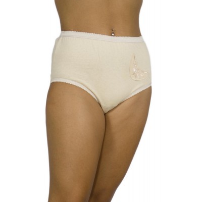 Women's High-Waisted 3/4 Cotton Briefs with Motif - Beige-skin | Tzitzi Underwear