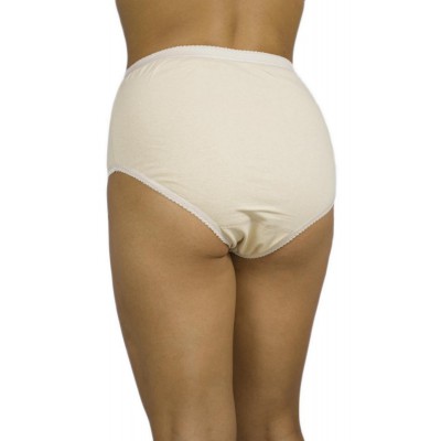 Women's High-Waisted 3/4 Cotton Briefs with Motif - Beige-skin | Tzitzi Underwear