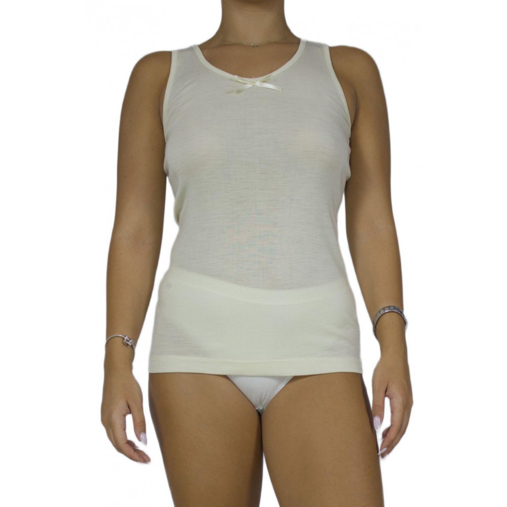 Women's-Sleeveless-ecru-wool-jersey-100%-wool-Wholesale-TzitziUnderwear