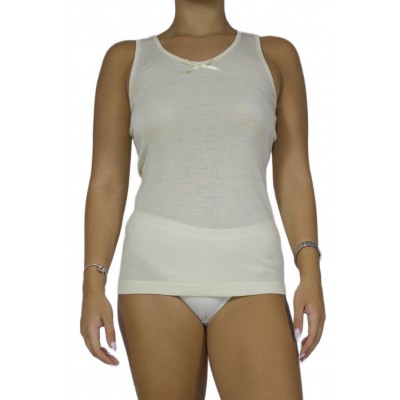 Women's Sleeveless All-Wool Ecru Top - 100% Natural Wool | Tzitzi Underwear