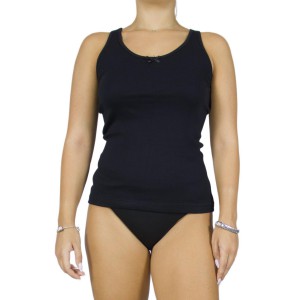 Women's Black Tank Top with thin Straps & bow detail -Craftsmanship-Wholesale