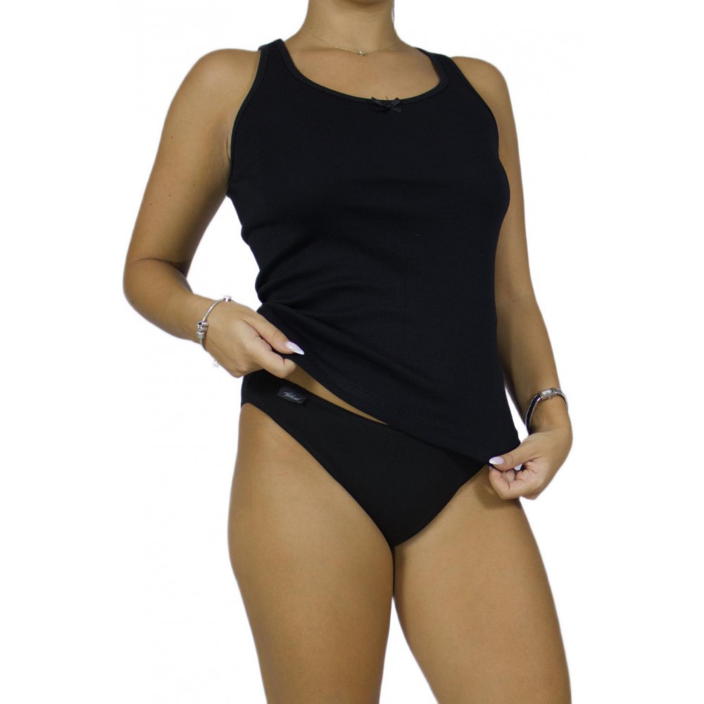 Women's Black Tank Top with thin Straps & bow detail -Craftsmanship-Wholesale