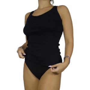 Women's Black Tank Top with thin Straps & bow detail -Craftsmanship-Wholesale