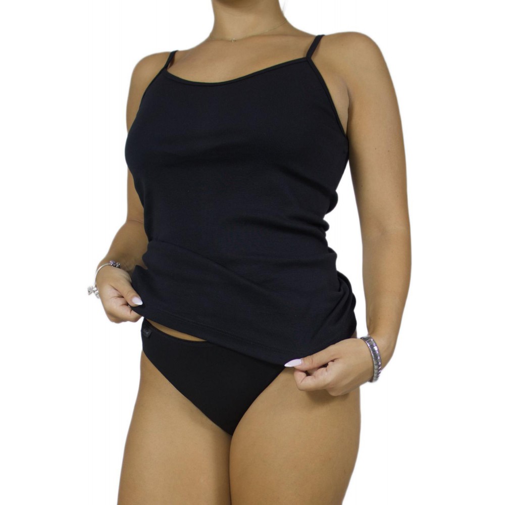 Women's-Black-Tank Top-with-Thin-Straps -Craftsmanship-Wholesale
