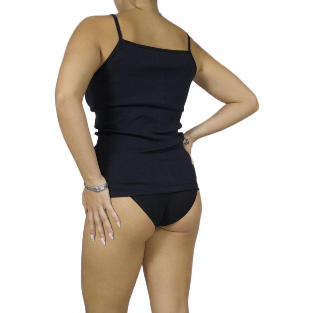 Women's-Black-Tank Top-with-Thin-Straps -Craftsmanship-Wholesale