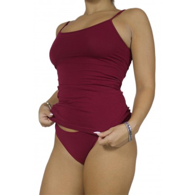 Women's Slim Fit Bordeaux Tank Top with Thin Straps – Cotton Top | Tzitzi Underwear