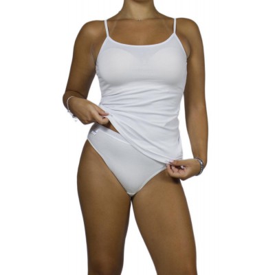 Women's Slim Fit White Tank Top with Thin Straps – Cotton Top | Tzitzi Underwear