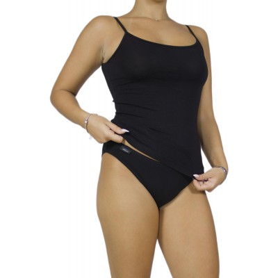 Women's Slim Fit Black Tank Top with Thin Straps – Cotton Top | Tzitzi Underwear