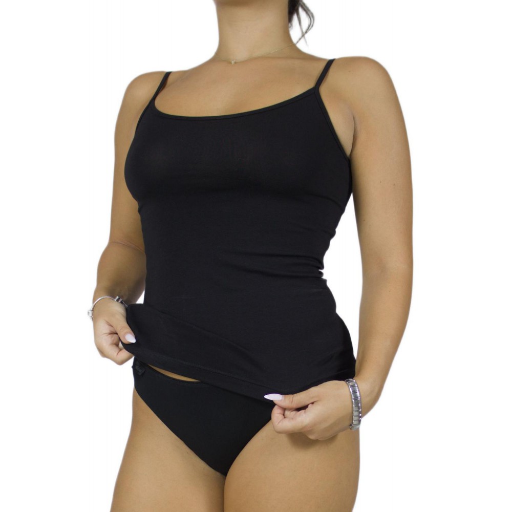 Womens-slim-fit-tank-top-Black-thin-straps-cotton-top-wholesale-Greece