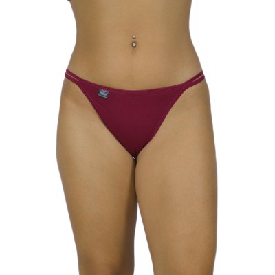 Women's Cotton Bikini Briefs with Thin Side Cords - Bordeaux | Tzitzi Underwear