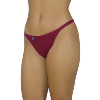 Women's Cotton Bikini Briefs with Thin Side Cords - Bordeaux | Tzitzi Underwear
