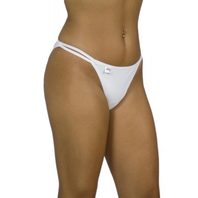 Women's Cotton Bikini Briefs with Thin Side Cords - White | Tzitzi Underwear