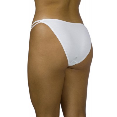 Women's Cotton Bikini Briefs with Thin Side Cords - White | Tzitzi Underwear