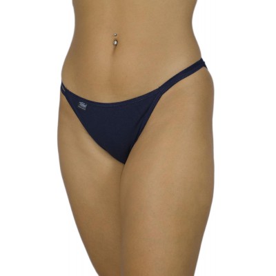 Women's Cotton Bikini Briefs with Thin Side Cords - Navy Blue | Tzitzi Underwear