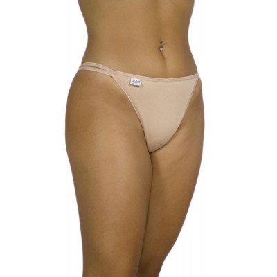 Women's Cotton Bikini Briefs with Thin Side Cords - Beige | Tzitzi Underwear