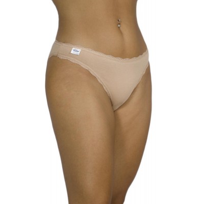 Women's Low-Rise Rio Cotton Briefs with Lace Trim - Beige| Tzitzi Underwear